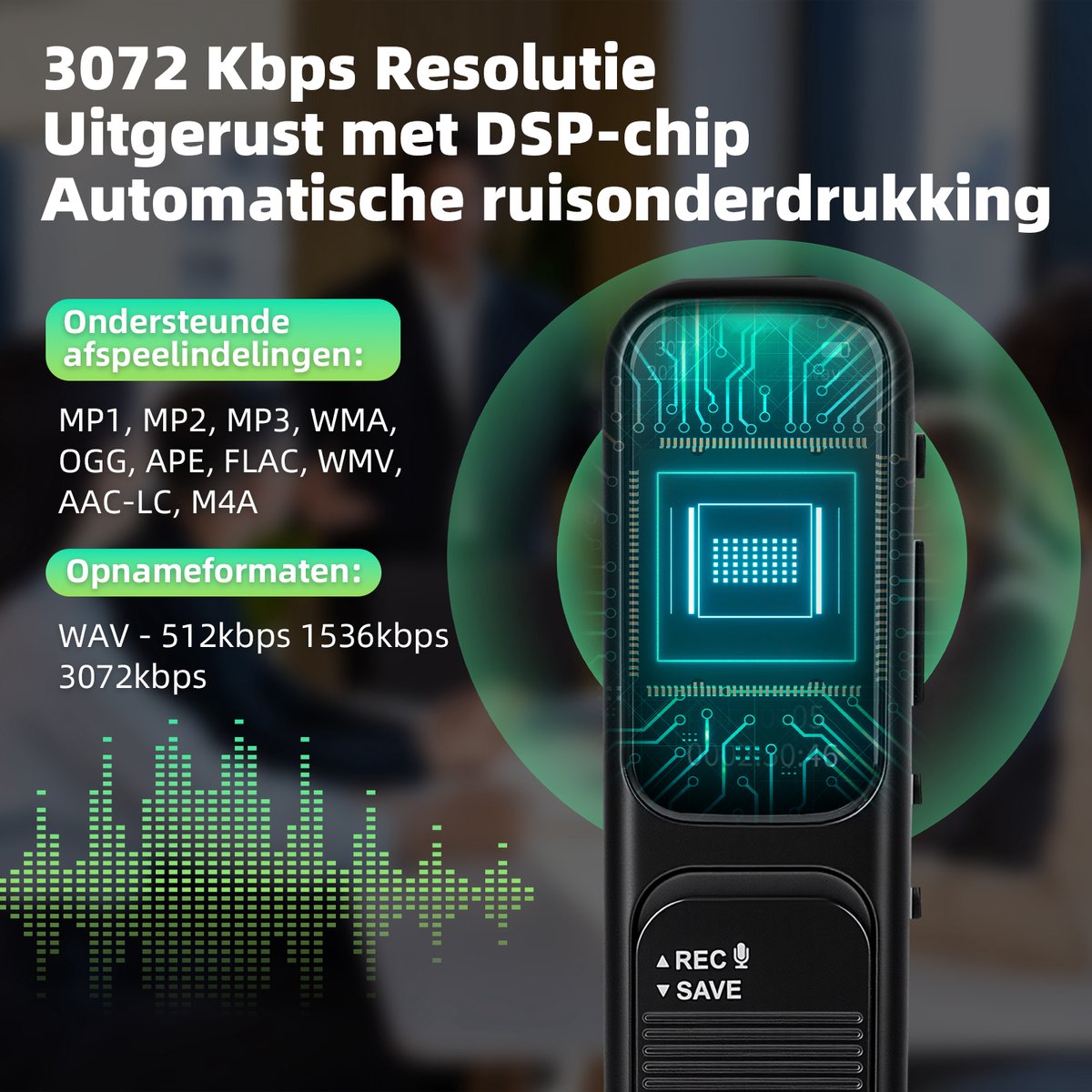 ShantouTutianVoice Recorder Digitale Dictafoon 64GB met Ruisonderdrukking - afbeelding 3