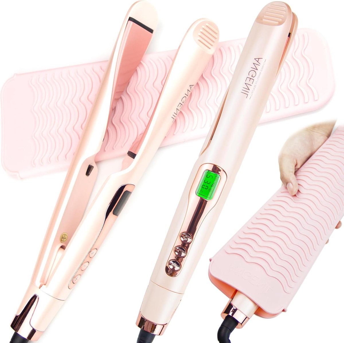 Stijltang en Krultang - Haarstyler - Haar Stylen - Keramische Platen - 35 x 9 x 9 cm - Roze