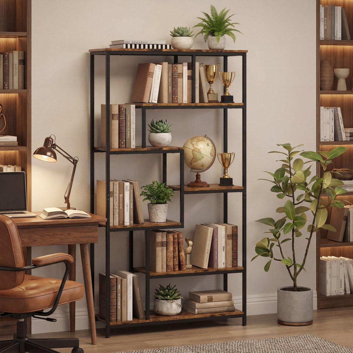 Bealife FS13 Boekenkast - 5 Planken - 98 x 30 x 180 cm - Bruin