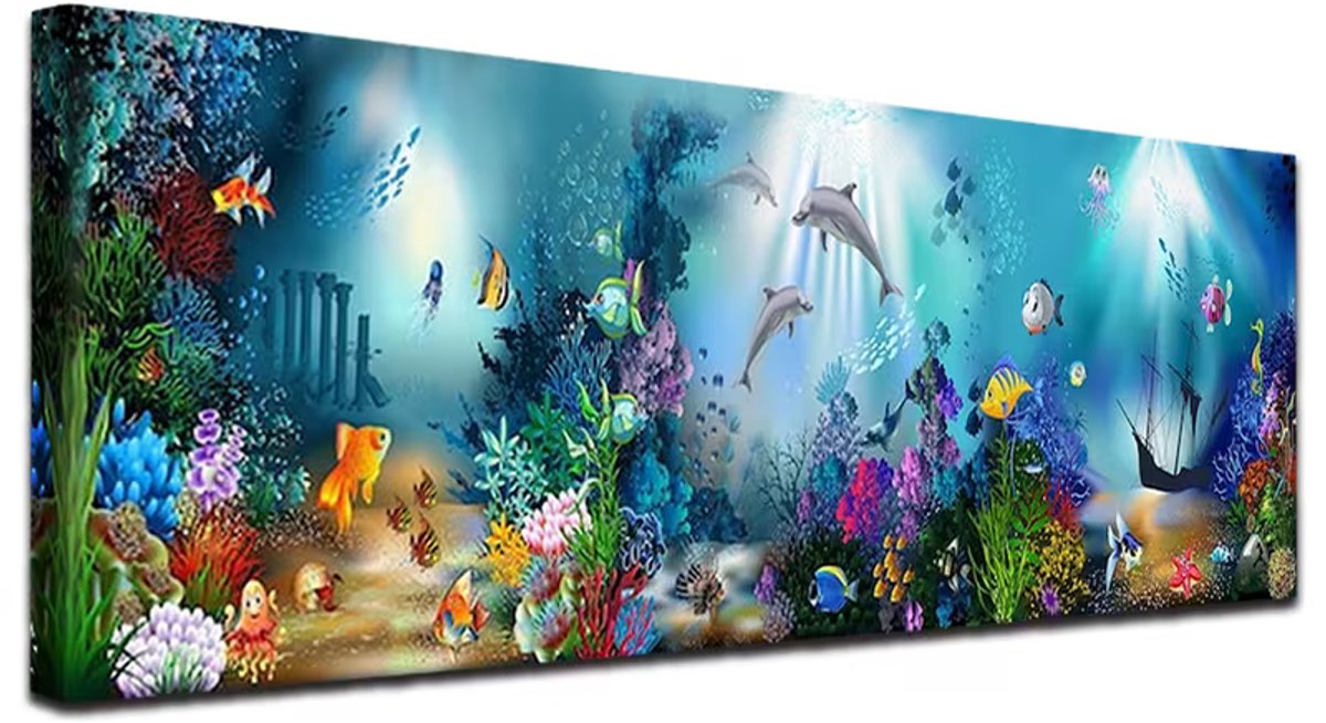 Diamond painting aquarium met vissen 90 x 30 cm