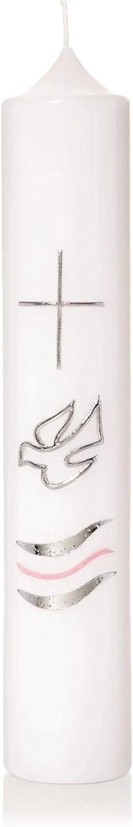 Wiedemann 166803.027 Doopkaars, Kaarsen, Was, Zilver, 26,5 x 5 cm