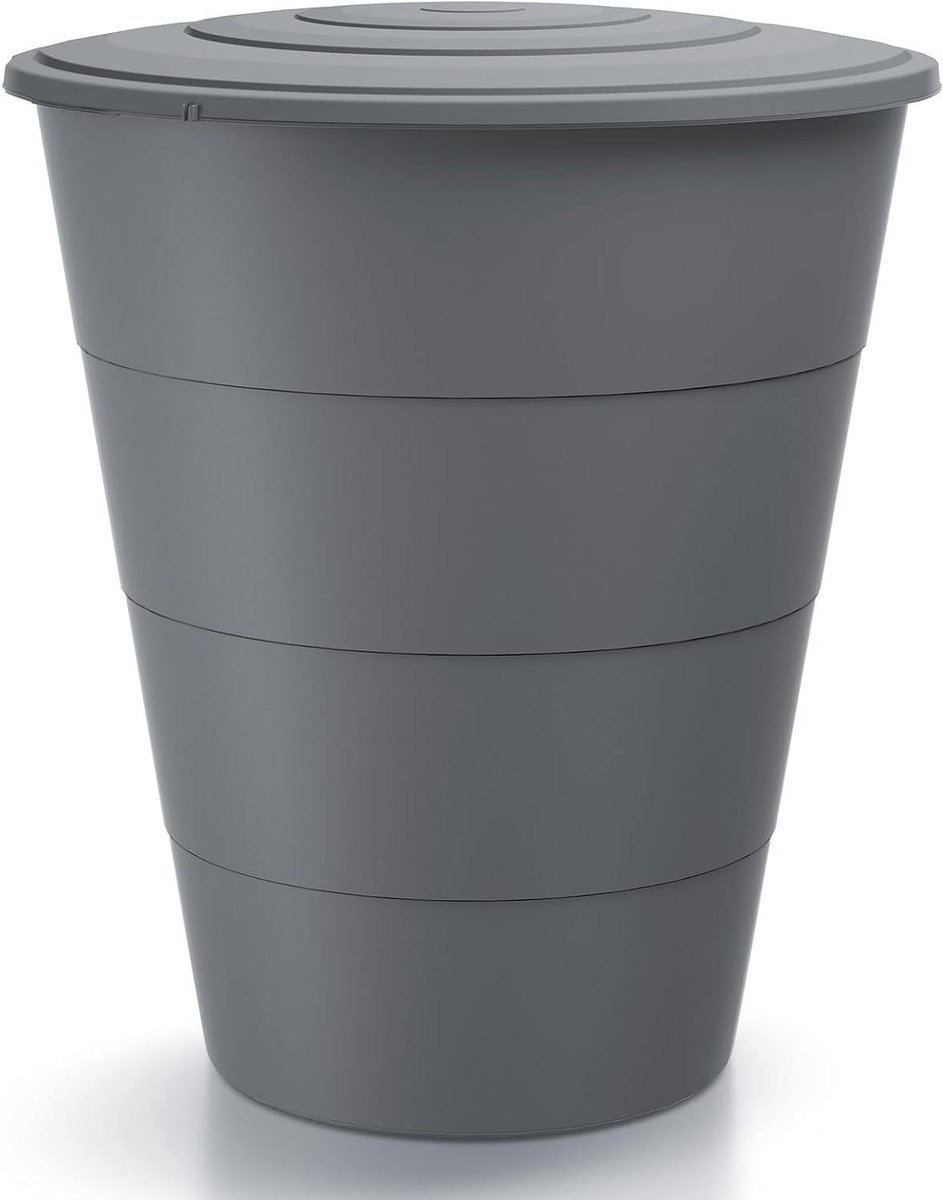 Regenton Rond - Wateropslag Tank - Tuin Bewateren - Kindveilige Deksel - 210 Liter - Grijs