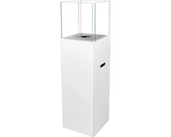 Vrijstaande bio-ethanol haard PATIO BESTIA wit – design sfeerhaard met glas en 3L brander