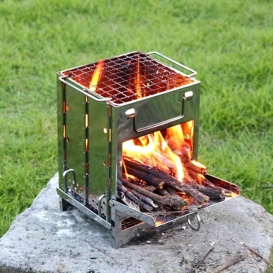 Dailygoody - Opvouwbare houtkachel - Roestvrijstalen barbecue - Compact en lichtgewicht - Voor buiten - Ideaal voor kamperen en picknicken - Gesch... — afbeelding 3