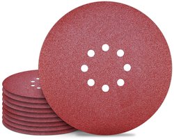 Awutzut Schuurpapier 225mm 80 Grit 8 Gat Schuurrooster 225 Schuurschijven Klittenband 10 Stuks voor Schuurgiraffe Langhals Schuurmachine Muurschuurmachine