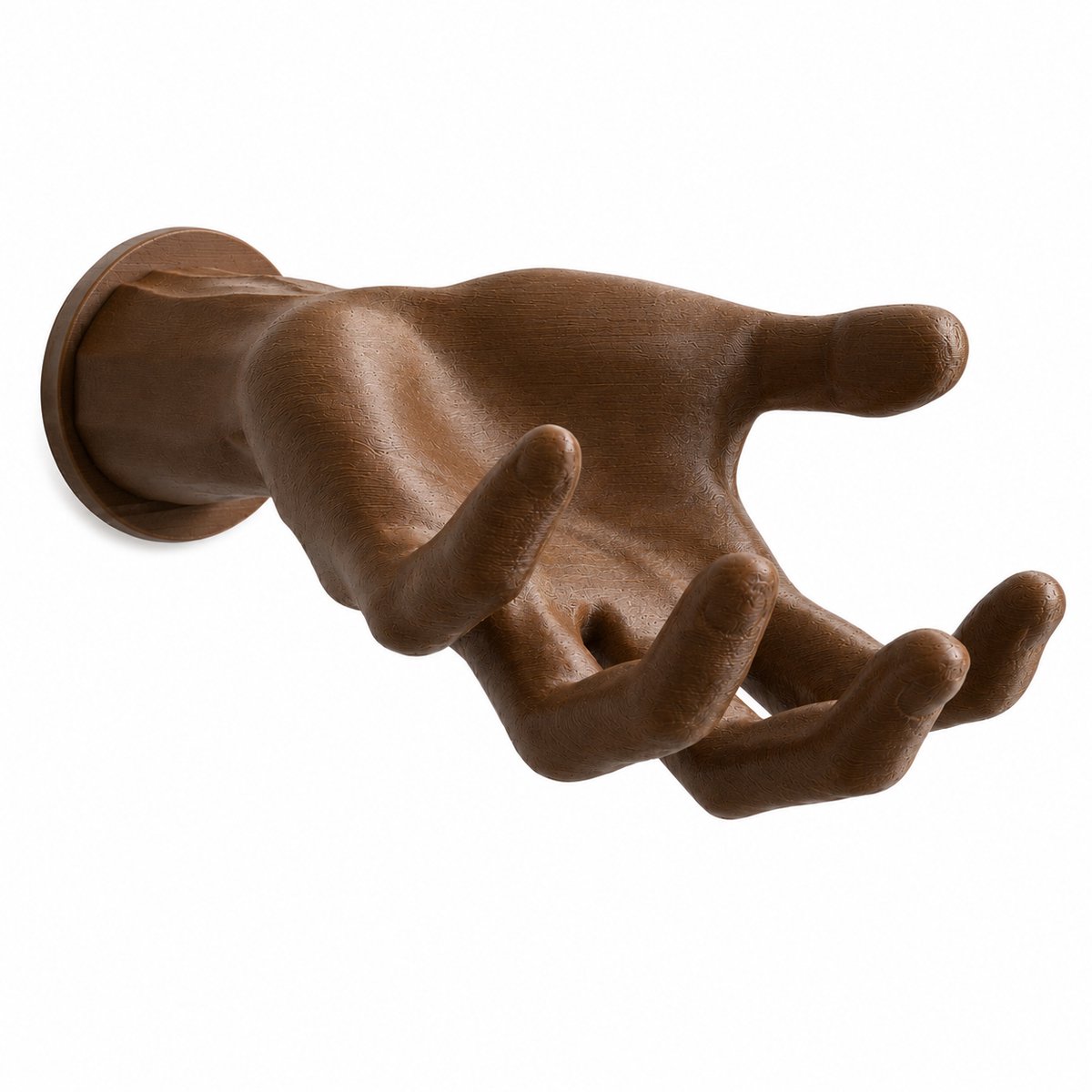 Decoratieve Hand Wandhaak Voor Aan De Muur - Moderne Kapstokhaak Voor Jas En Tas - Unieke Wanddecoratie Voor Hal Woonkamer Slaapkamer En Kantoor - 10 X 15 CM - Roasted Chestnut