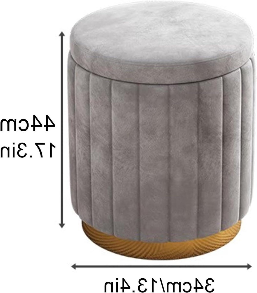 Ronde opbergpoef met metalen poten, lage kruk voor slaapkamer en woonkamer, geel accentmeubilair, stijlvolle Ottomaanse voor woondecoratie