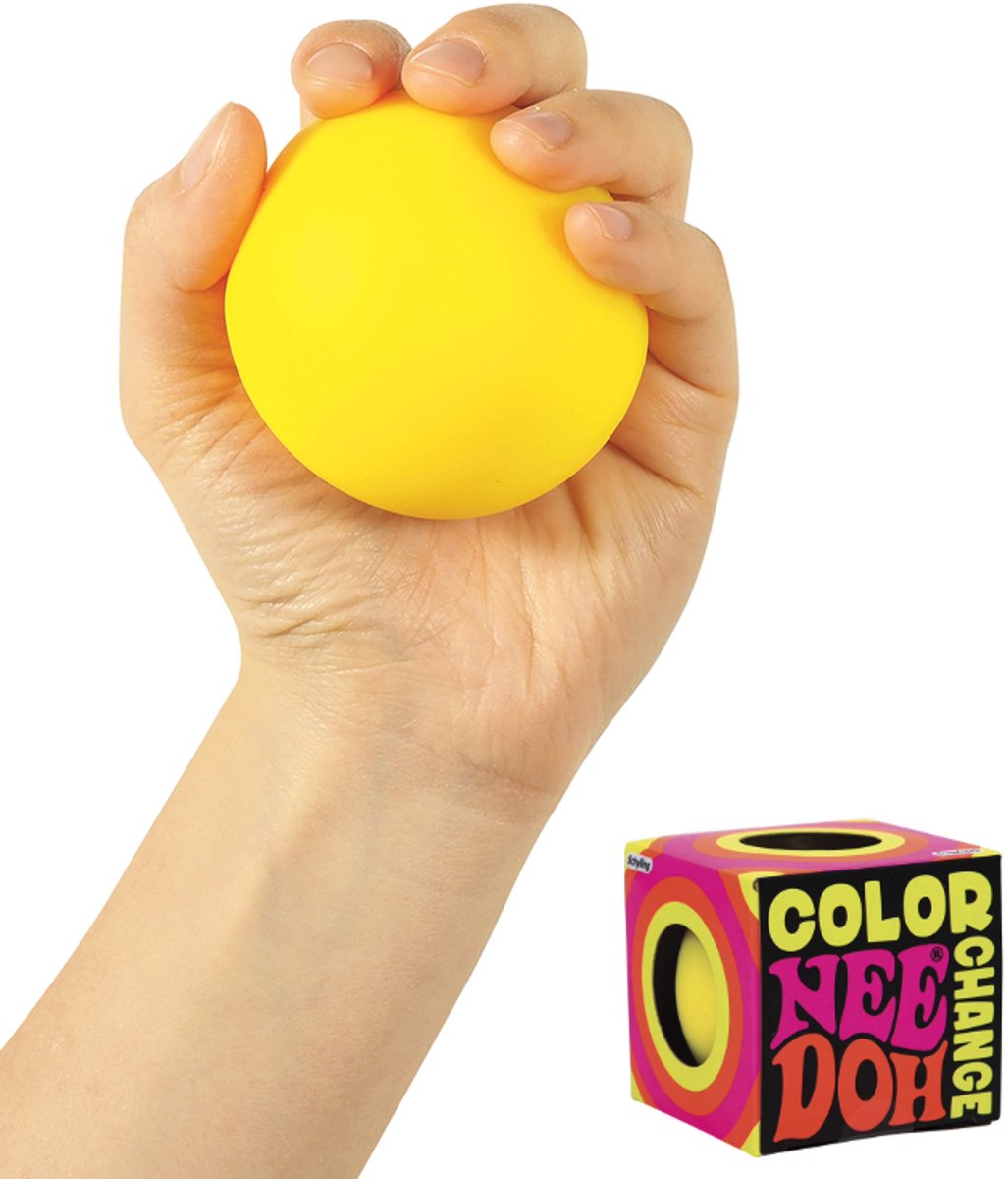 NeeDoh Stressbal - Color Change - Geel - 1 Stuk - Nee Doh Stressballen - Fidget Toys