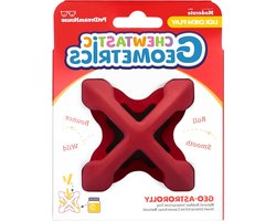 PetDreamHouse Chewtastic Geometrics Natuurlijke Rubber Verrijking Hond Speelgoed Geo-AstroRolly Rood, Betrokken Rolling en Onvoorspelbare Bounce, Leuk om Te Kauwen en Ophalen
