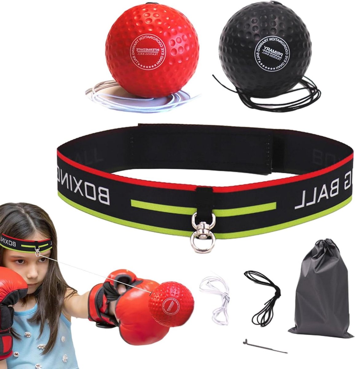 PRIMUZ Reflecterende bal boksbal reflecterende bal boksbal Beast Gear bokstraining touw met hoofdband verstelbare boksbal voor jongens meisjes vrouwen mannen Pugi