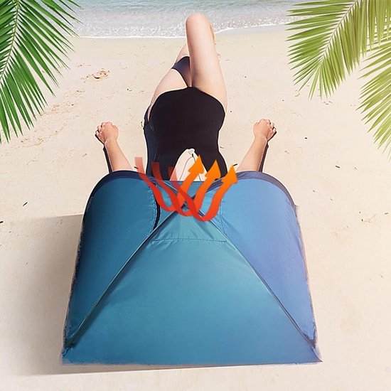 Mini Strandtent - Pop-up Tent Hondentent - Zonwering Buiten - Draagbare Hoofdsteun - 80 x 65 x 55 cm - Blauw van Merkloos — afbeelding 5