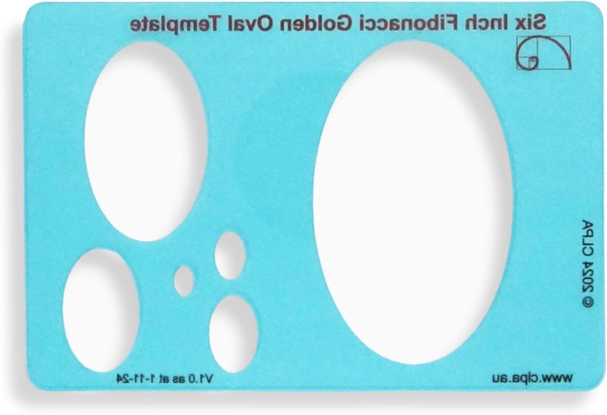 Ovaal Sjabloon - Fibonacci Tool - Tekenen Ontwerpen - Gulden Snede Verhoudingen - 15 cm - Transparant