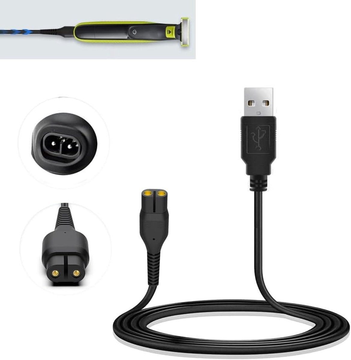 USB Oplaadkabel 4.3 V, Vervangende Voedingskabel voor Scheerapparaten, Compatibel met Oplaadbare Trimmers en Scheerapparaten
