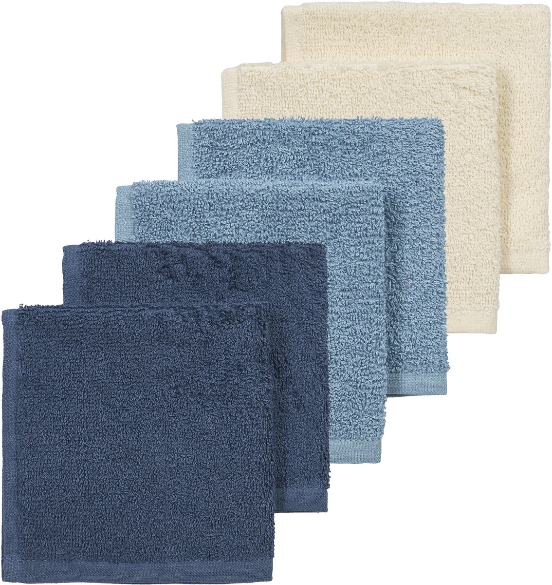 Meyco Baby Monddoekjes - 6 stuks - 30x30 cm - Natural / Jeans Blue / Indigo