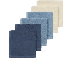 Meyco Baby Monddoekjes - 6 - 30x30 cm - Natural / Jeans Blue / Indigo - 6 stuks