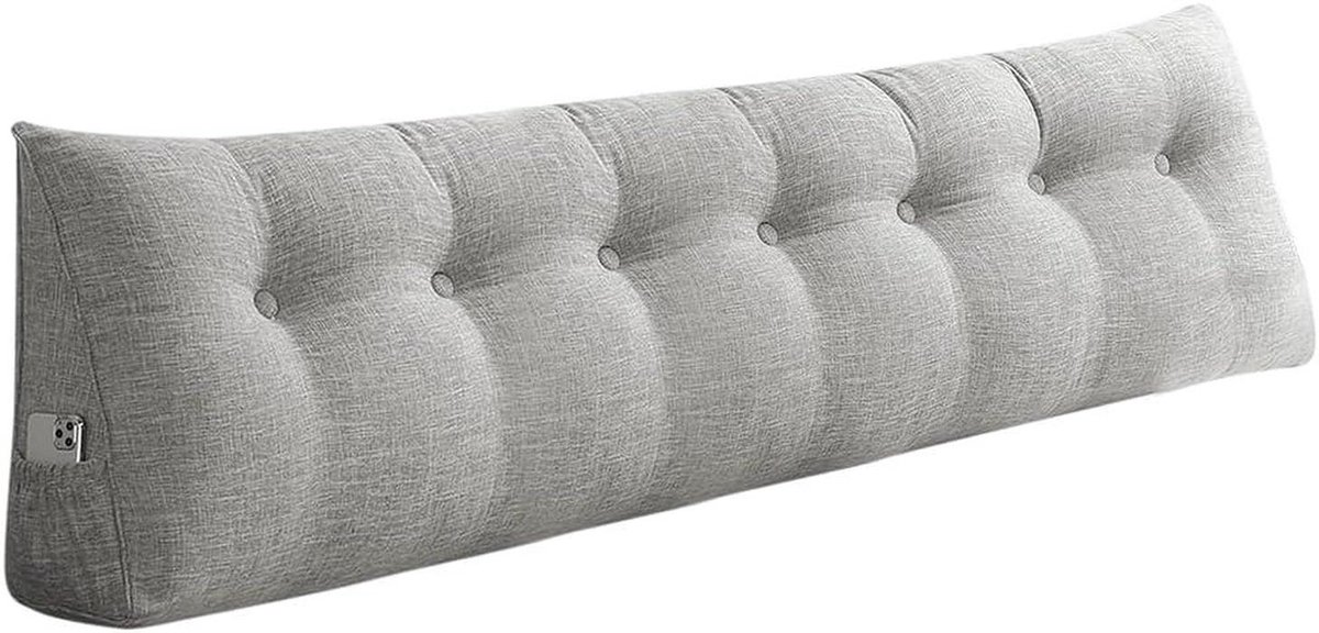 Driehoekig Wigkussen - Leeskussen Rugsteun - Ontspannen Lezen - Afneembare Hoes - 200 x 50 cm - Lichtgrijs