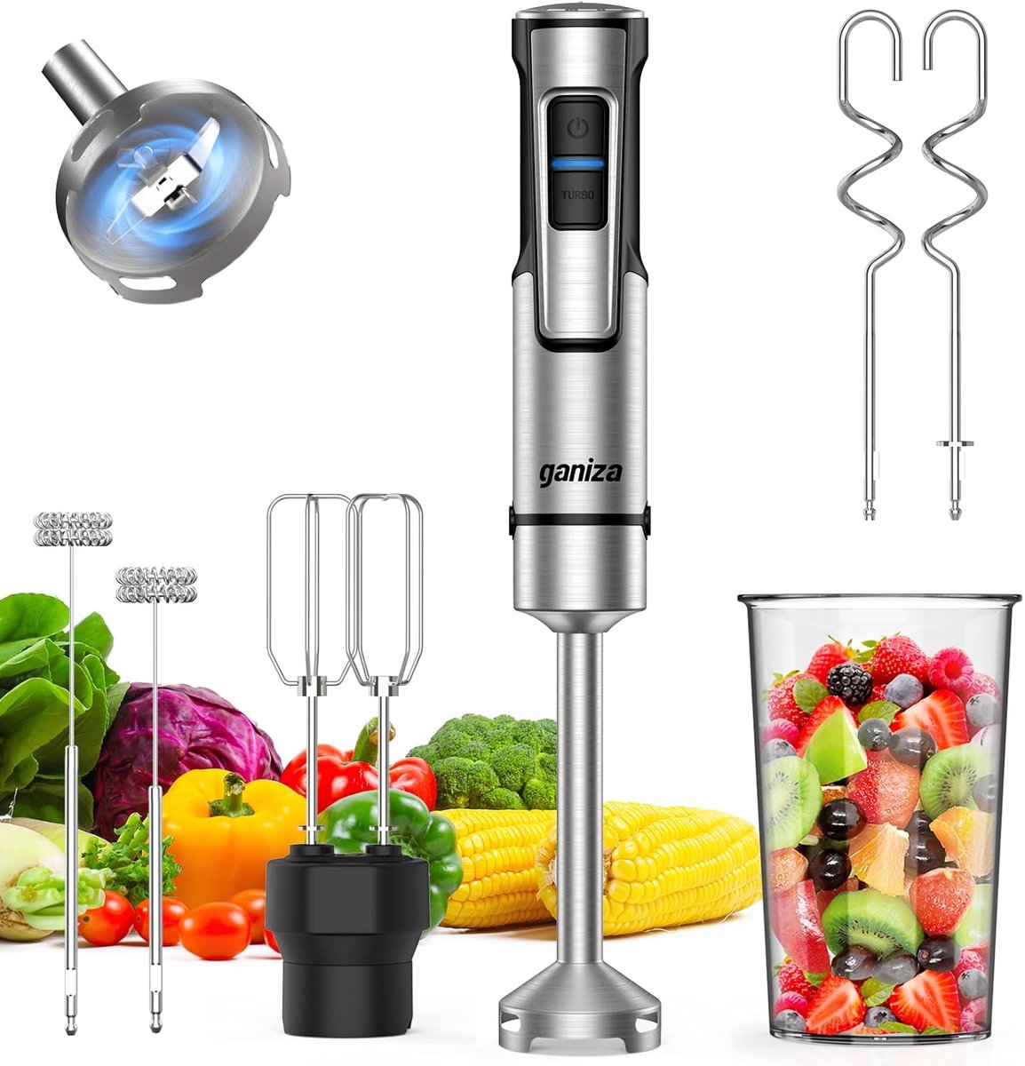 Staafmixer Set - Hakmolen - Groentesnijder - Soepmaker - roestvrijstaal