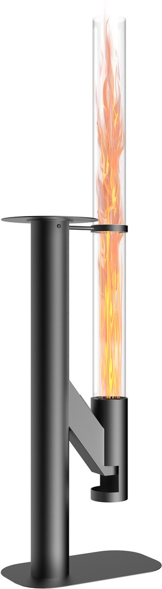 Pellet Terras Heater 183cm Pellet Vuurkolom met Reinigingsborstel & Kookoppervlak - Pelletfakkel met Asverzamelbox - Rookvrije Pelletkachel - Voor tuin, terras en camping - Zwart - NAIZY