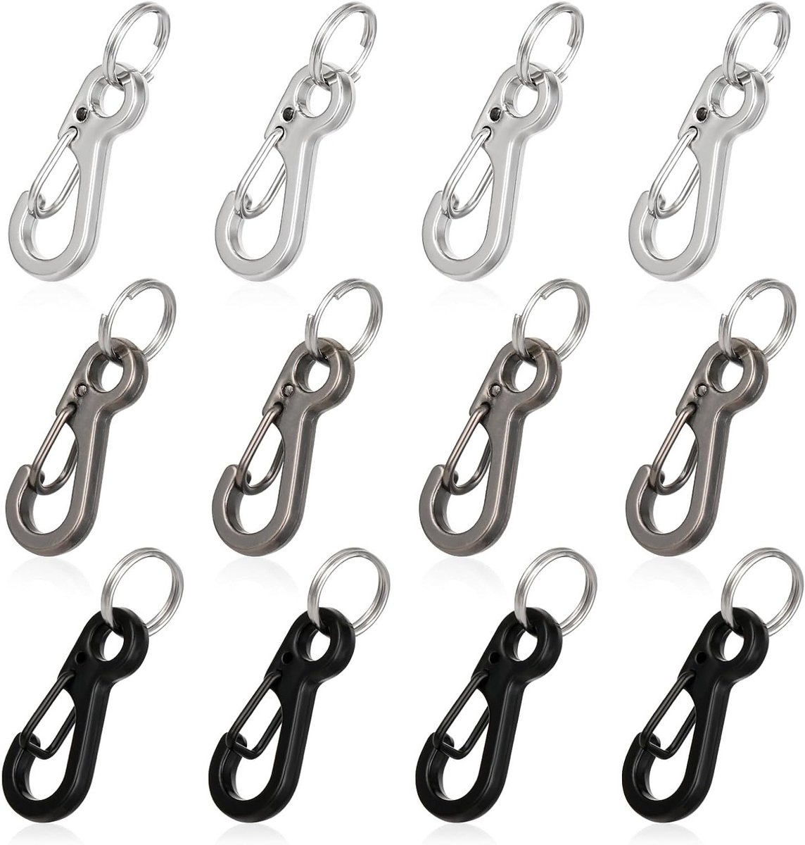 12 Sets Mini Carabiner Haken, 3.5 cm Metaal Haakjes voor Sleutels, Rugzak en Camera Accessoires