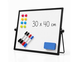 ACAZA Whiteboard - Magnetisch - 30 x 40 cm - Met Statief - Magneetbord - Weekplanner - Inclusief 8 Magneten, 4 Stiften, Wisser en Pennenbakje - Weekplanner Whiteboard - Maandplanner - Memobord