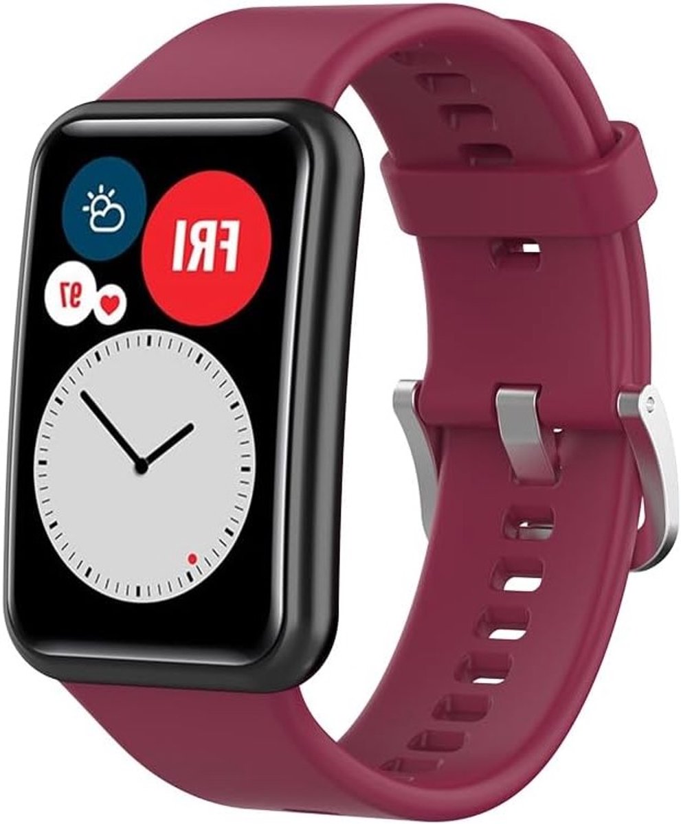 Zachte siliconen sportarmband voor smartwatch, vervangband voor Huawei Watch Fit, geschikt voor mannen en vrouwen, klassiek ontwerp in geel