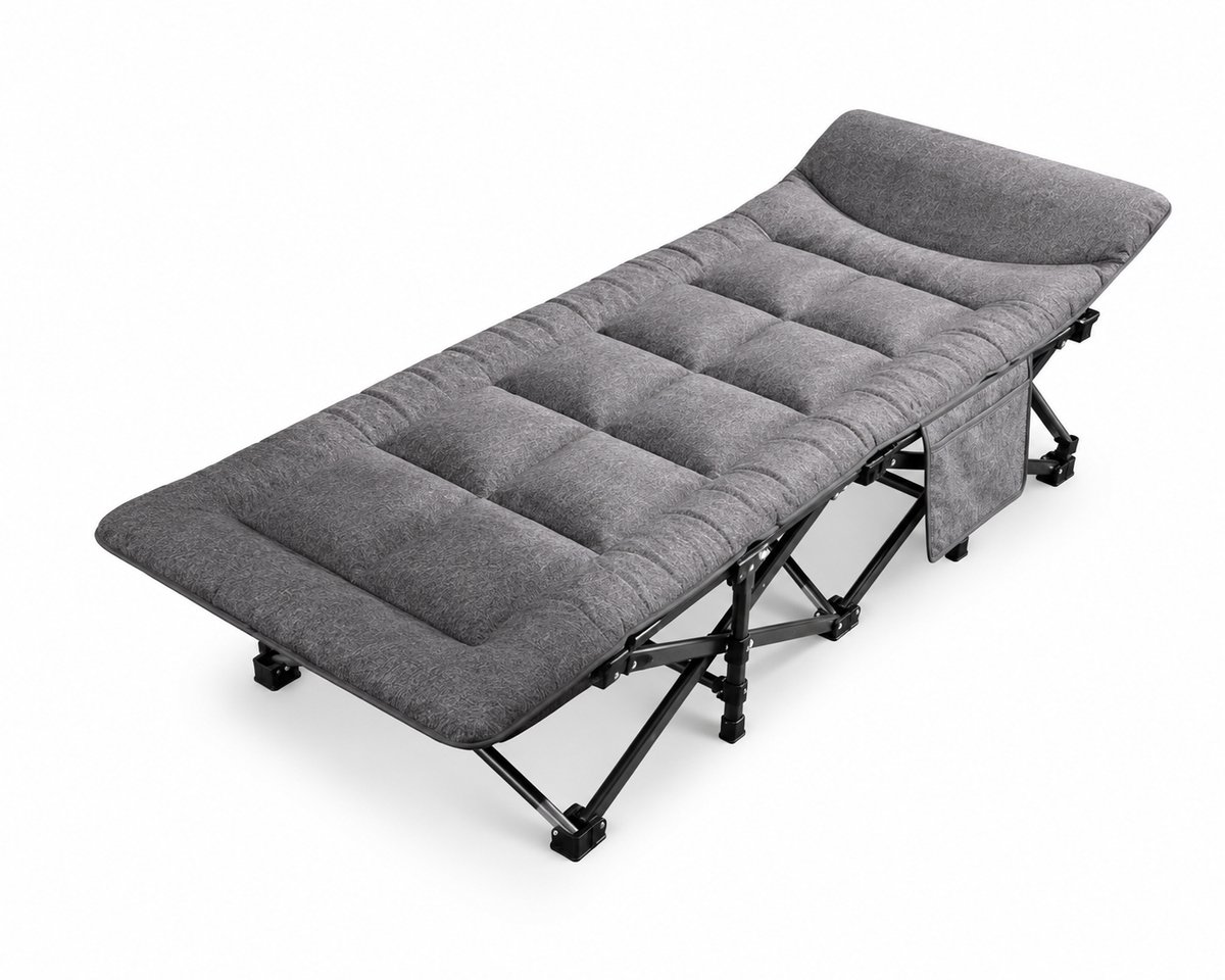 Jurrys Bed - Stretcher - Veldbed - Matras - Draagbaar - Opvouwbaar - Comfortabel - Antislip - Stabiel - 190x65cm - Grijs