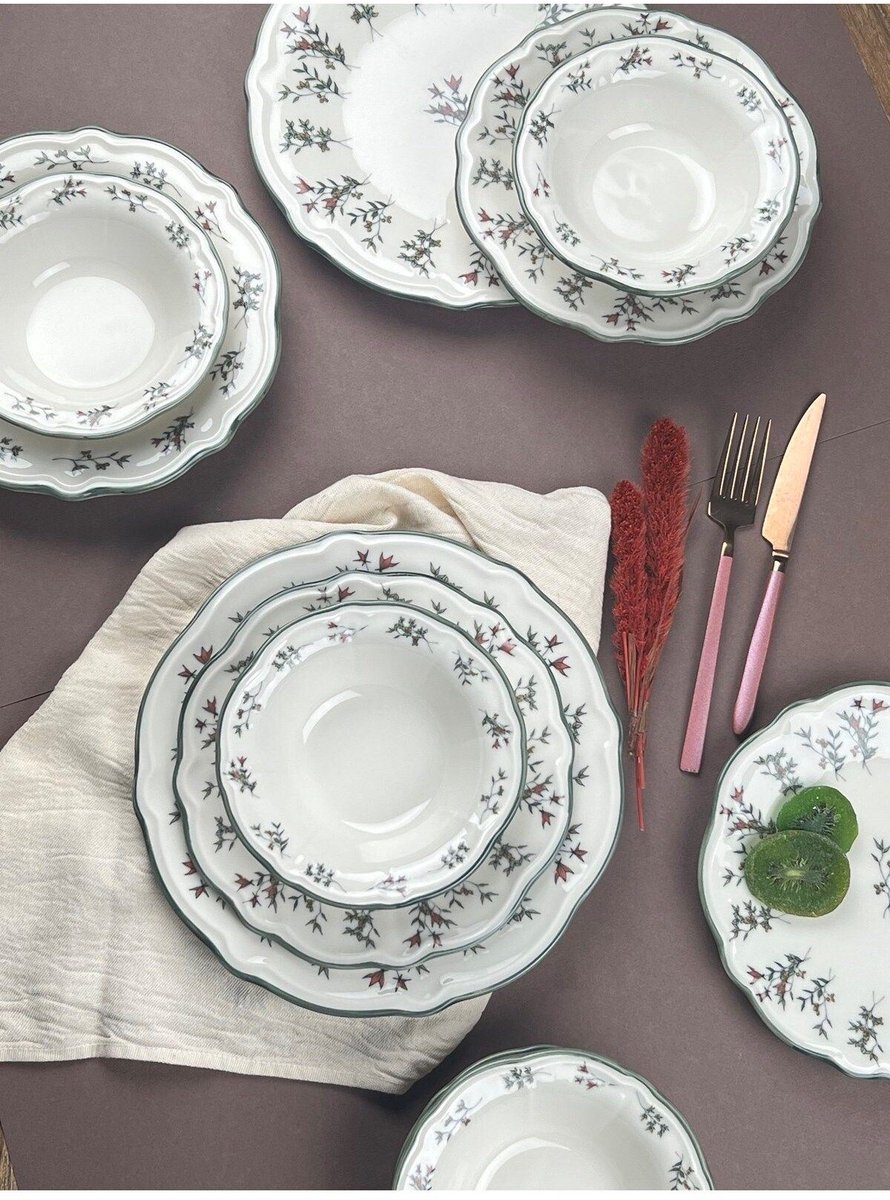 Asir - Eetset (24-delig) - Veelkleurig - 100% PORSELEIN - 32 x 35 x 41 cm