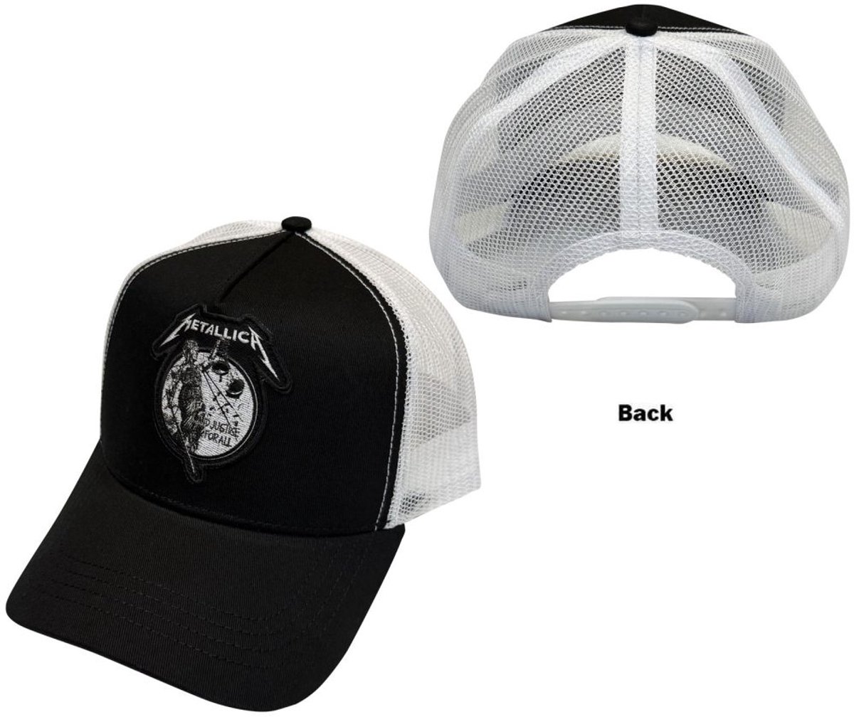 Metallica - Justice Mono Snapback Pet - Zwart/Wit