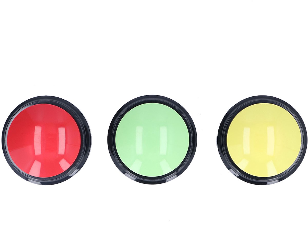 Praatknop voor Honden - Dogbuttons - 4 stuks - Laat uw huisdier spreken - Hondenspeelgoed - Hondentraining - Drukknop met geluid voor quiz en spel - Antwoordbuzzers - Rood,Geel,Groen