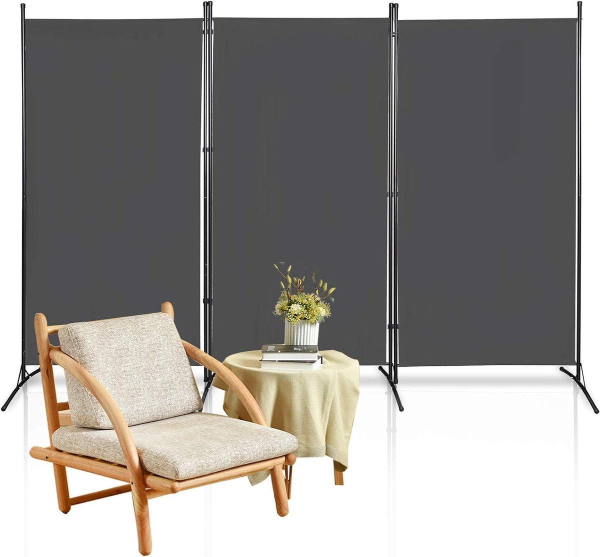 Herrselsam Paravent 260 x 180 cm, ruimteverdeler, inklapbaar, vrijstaand, grote scheidings