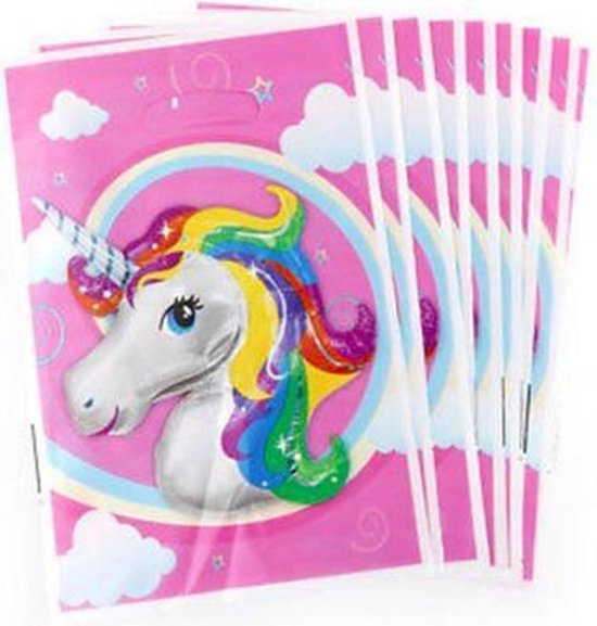Foto: Uitdeelzakjes eenhoorn feestzakjes cadeautasjes kinderfeestje vieren met eenhoorn afbeeldingen 10 stuks multicolor
