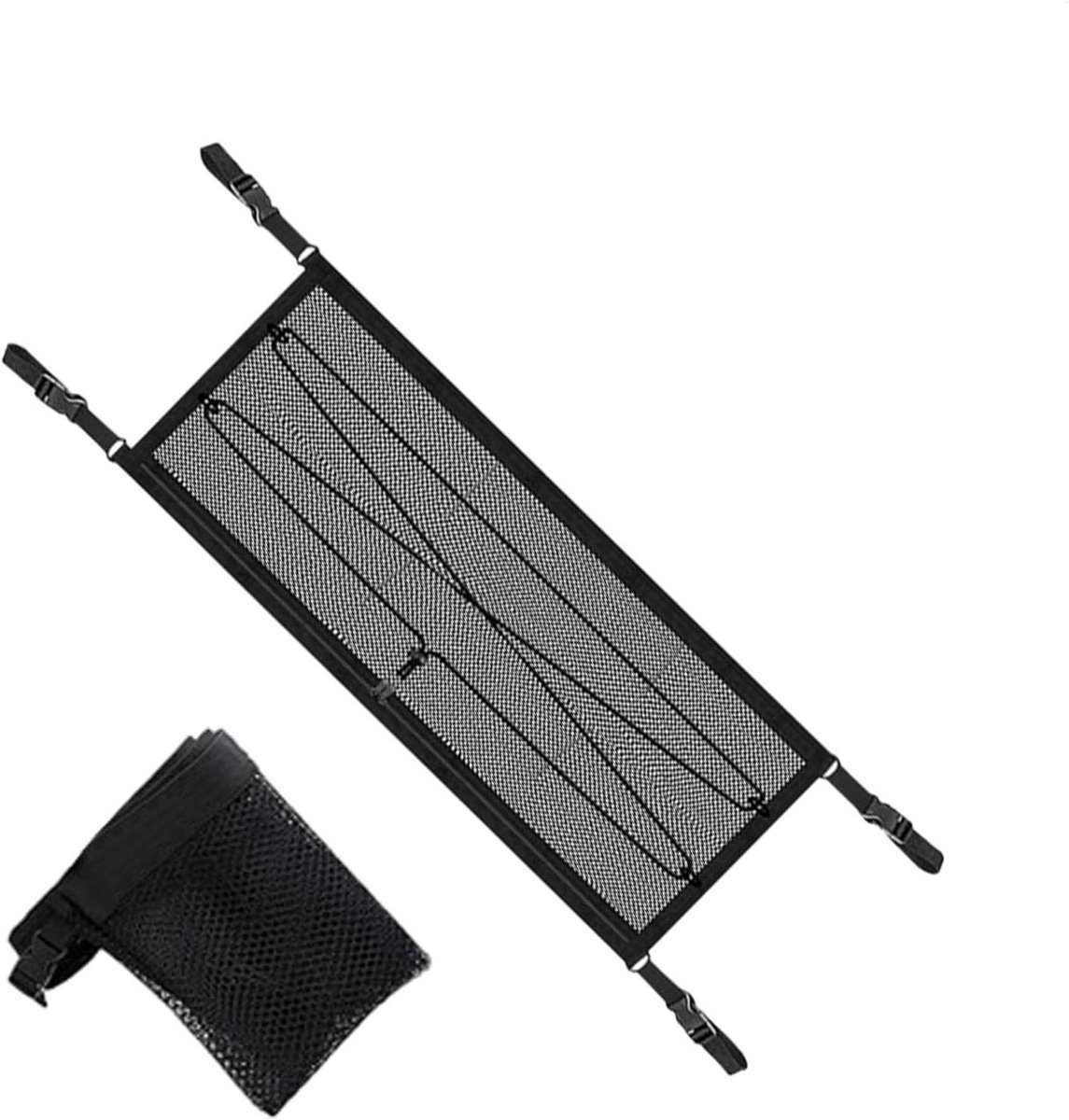 Kinderwagen Netbevestiging - Zijnetzak Cargo Tas - Organisatie Buiten - Elastisch Gaasontwerp - 70x35cm - Zwart