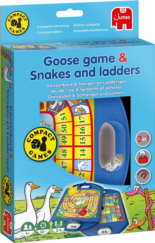 Jumbo - Ganzenbord & Slang en Ladderspel - Reiseditie - Ideaal reisspel vanaf 4 jaar