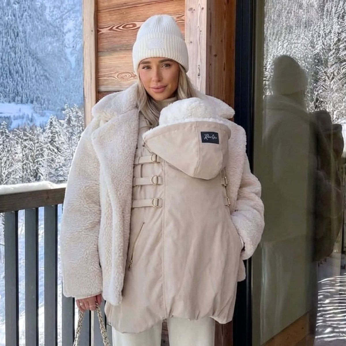 ROOKIE Baby Draagzak cover winter - Beschermt tegen kou en regen - Babydrager hoes vanaf geboorte - Beige