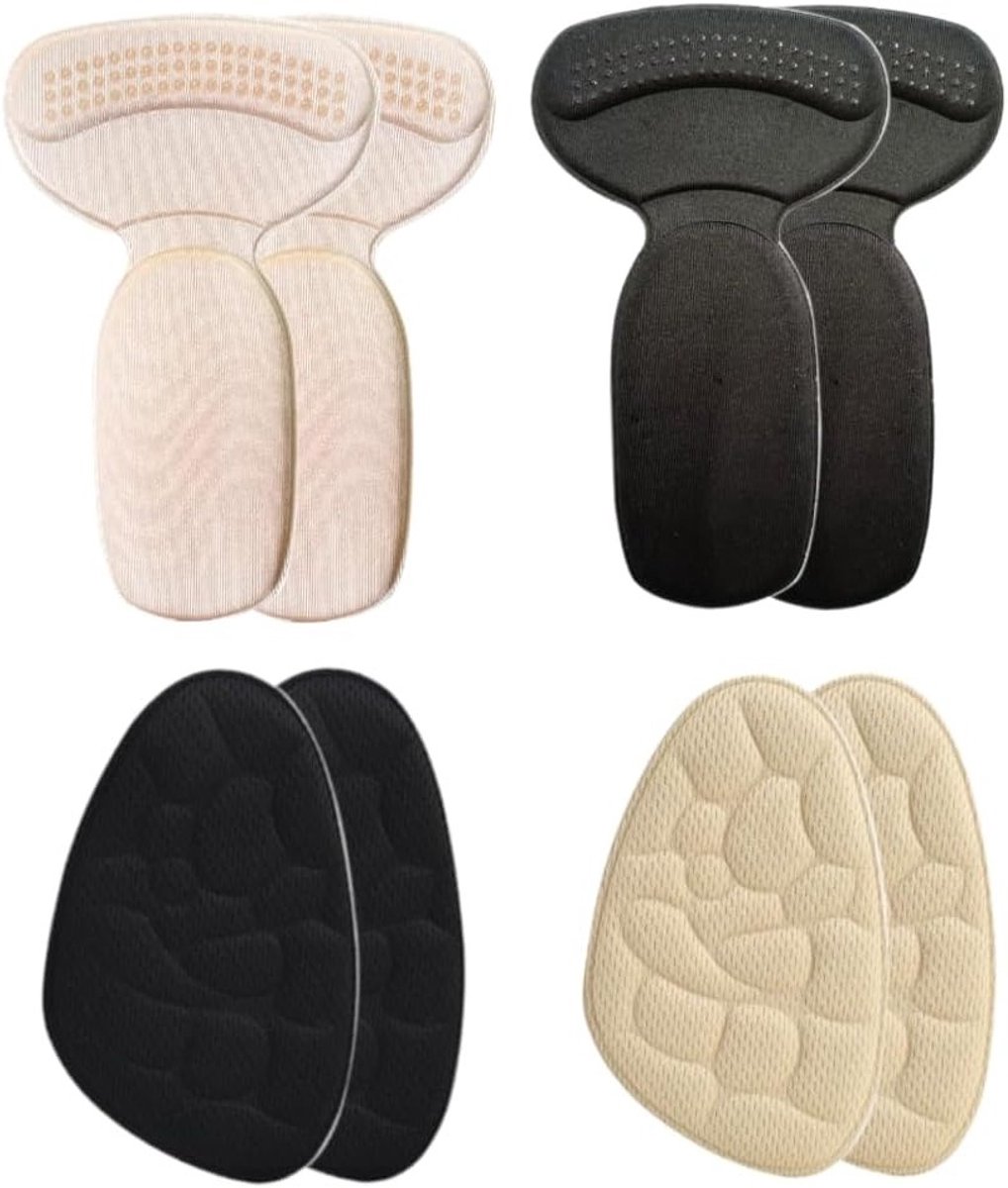 Voorkom blaren en schuren met 4 paar voorvoet- en hielpads voor losse schoenen, ideaal voor comfort en stabiliteit