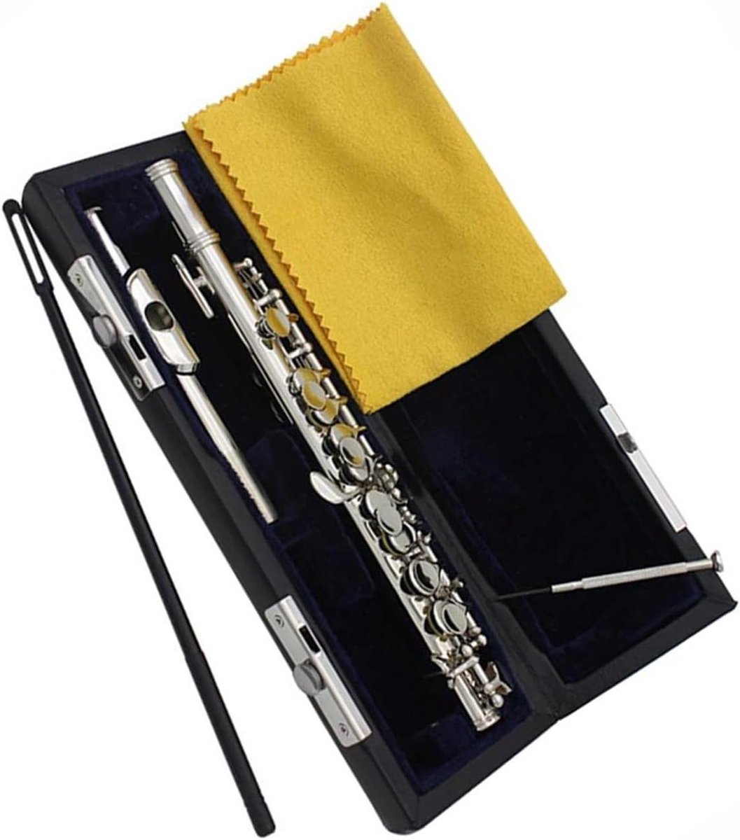 Dwarsfluit - Piccolo Fluit - Muziek Leren - Verzilverd Cupronickel - Halve grootte - Zilver