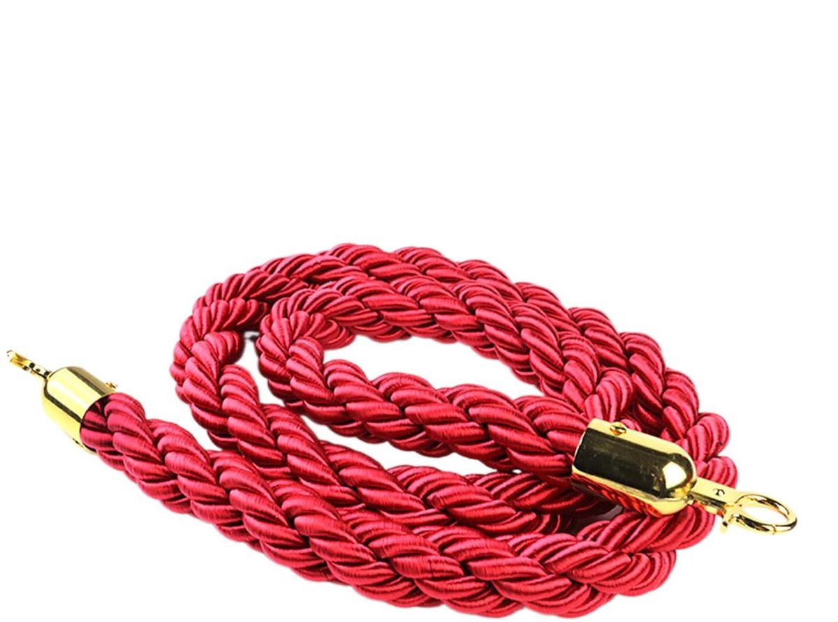 Touw Barrier - Veiligheidstouw Wachtrijtouw - Orde Handhaven - Gedrade Textuur - 150 cm - Rood