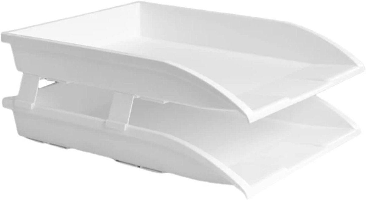 Bureau Lade Organizer - Papier Opslag - Bureau Opruimen - Stapelbaar Ontwerp - 2 Lagen - Wit