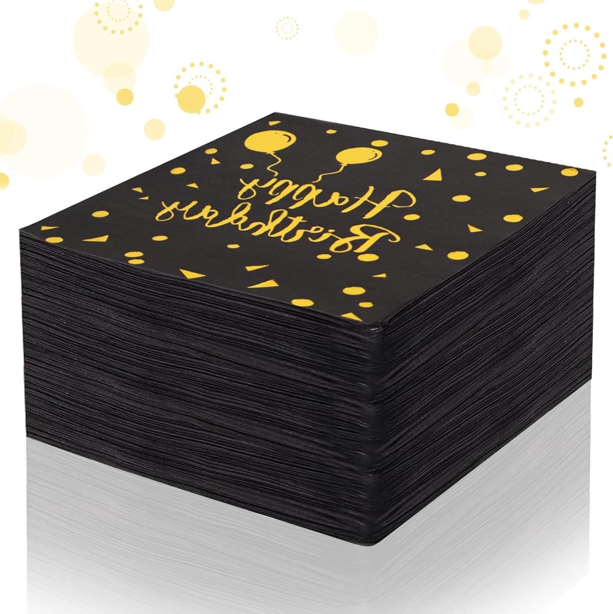 Premium Zwarte Happy Birthday Servetten voor Verjaardagsfeestdecoratie 33x33 cm