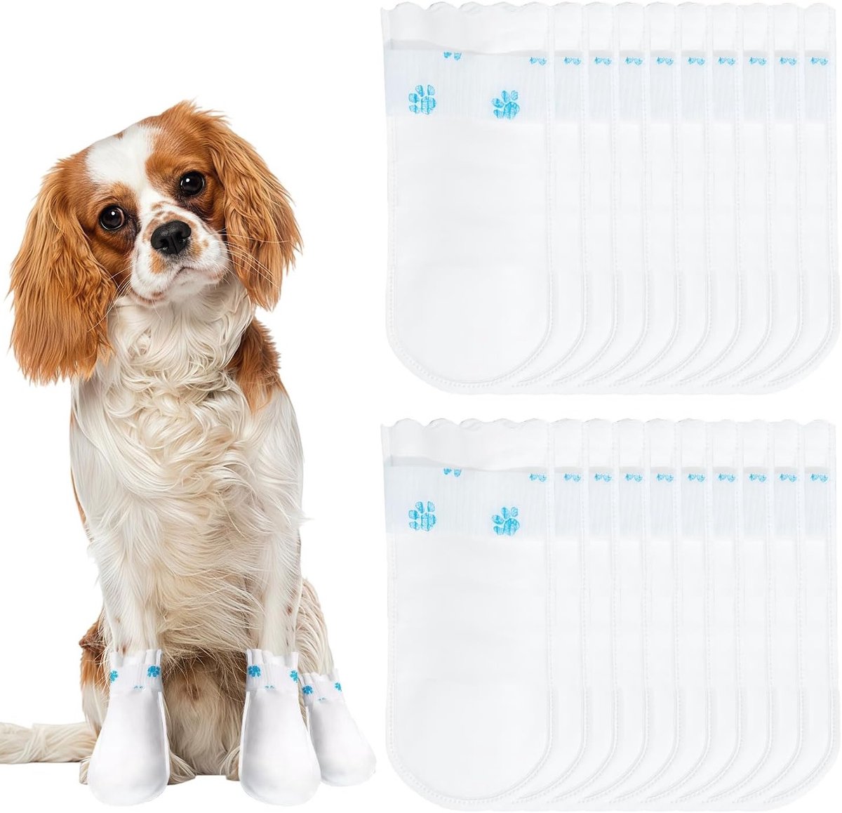 20 Stuks Waterdichte Wegwerpbandages voor Hondenpootbescherming, Voorkom Likken, Geschikt voor Binnen en Buiten (S, 1-7.5kg)