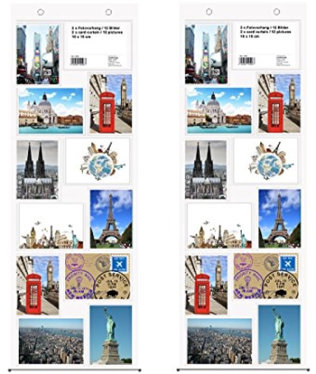 PromoHome Fotogordijn 2x12 Foto's 10x15 cm - Staand & Liggend - Transparant Kunststof