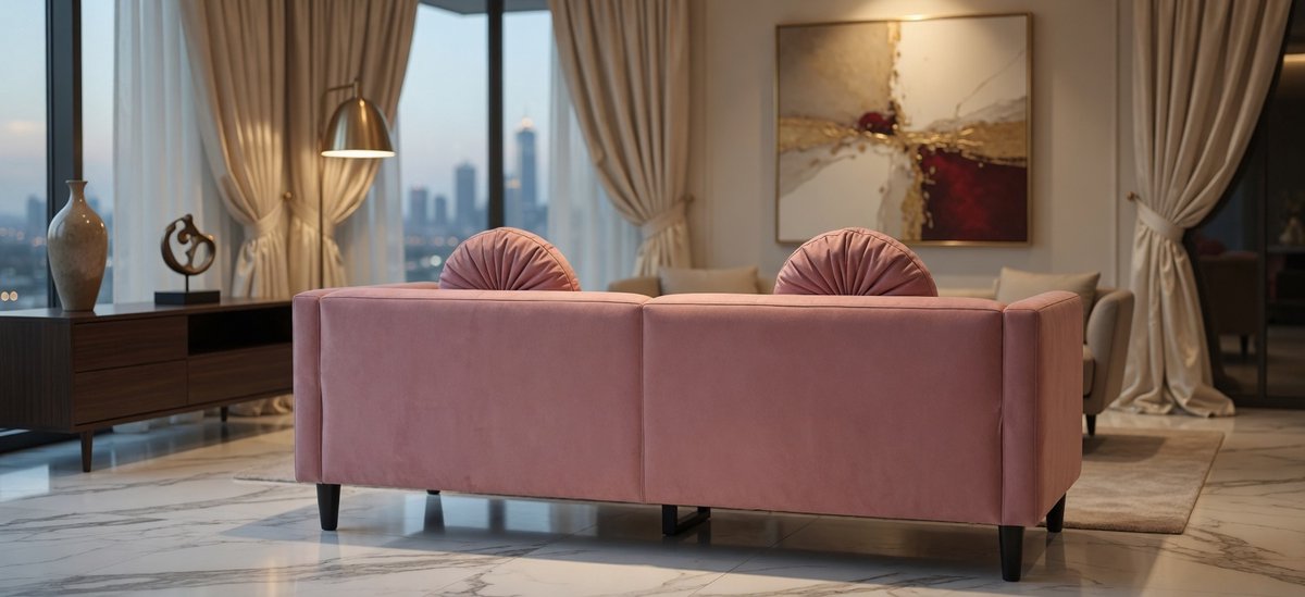 Luxe Fluweel Bank – Roze – Industrohome