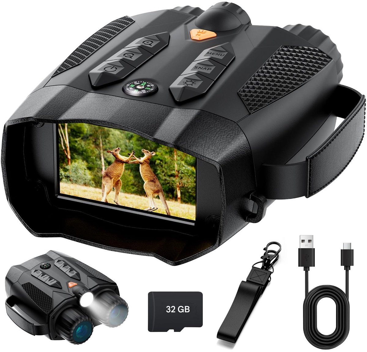 carmdering - Digitale 4K Nachtsichtverrekijker - Infrarot Kijker - Nachtvisie Apparaat - Geïntegreerd Kompas - 3W Oplichtlamp - Duurzaam Materiaal - 5W IR Verlichting - Lange Batterijduur - 1 Stuk