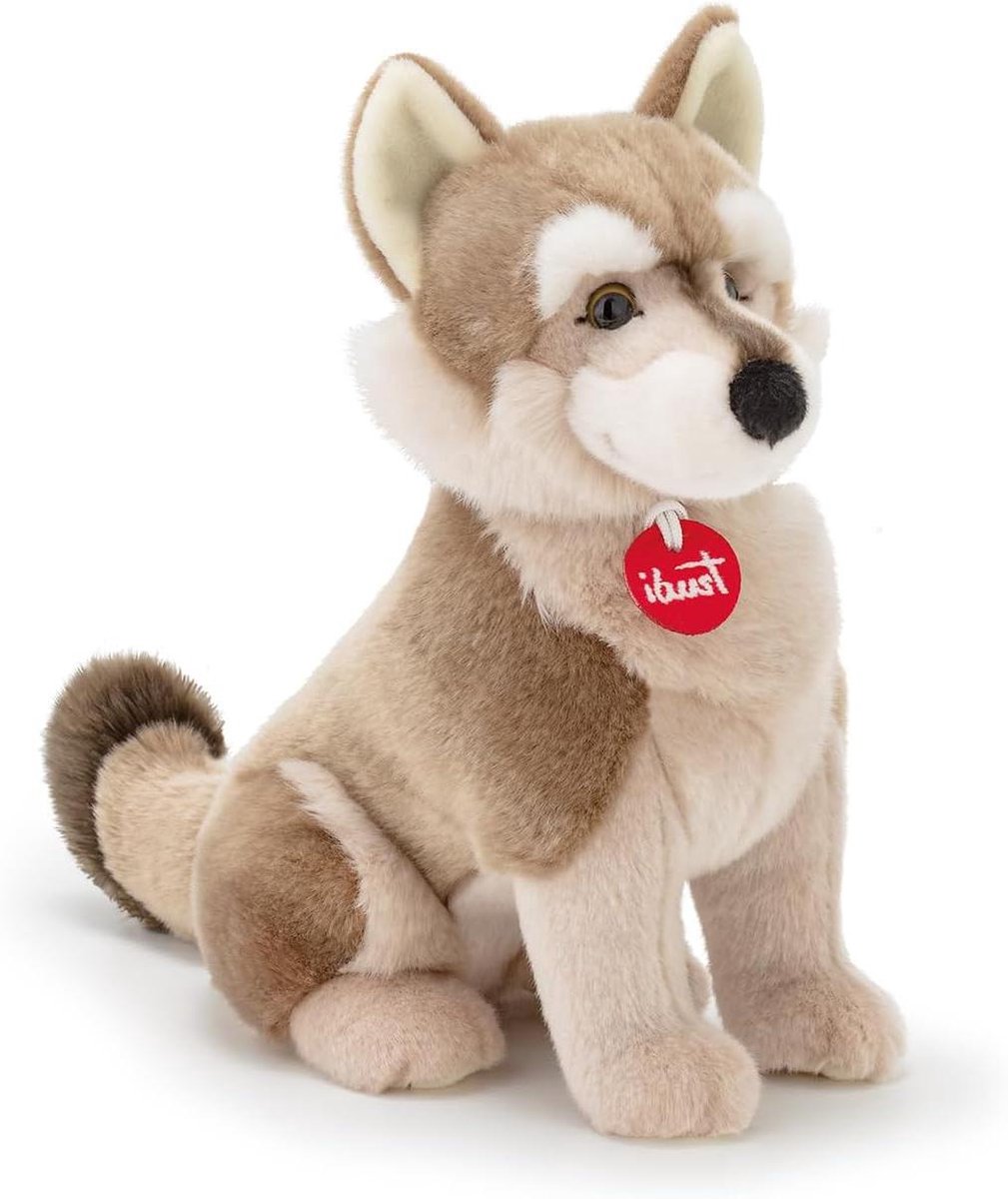 Pluche Wolf - Knuffel Dier - Kinderkamer Decoratie - Hoge Kwaliteit Polyester - 14x30x22 cm - Bruin