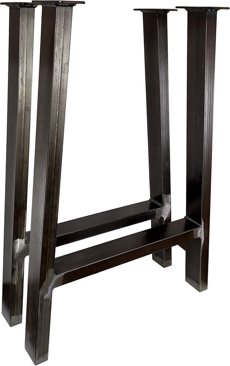 Tafelonderstel - Tafelpoot Set - Zelf Monteren - Metaal Rechthoekig - 72 x 40 cm - Zwart