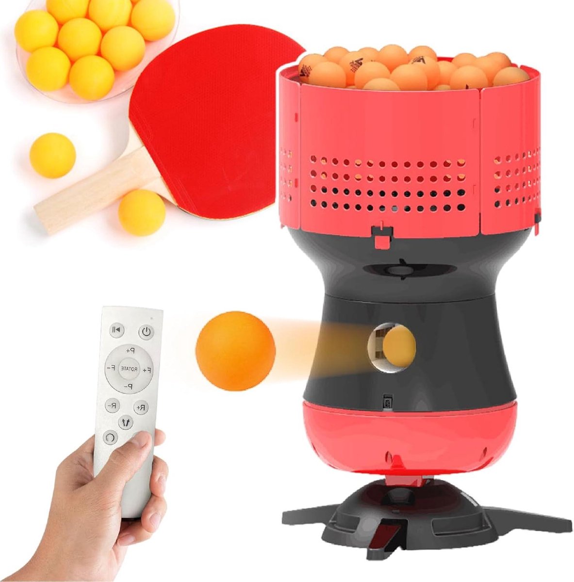 Tafeltennisrobot - Pingpongbal machine - Oefenen met slagen - Draadloze bediening - 90 ballen capaciteit - Meerkleurig