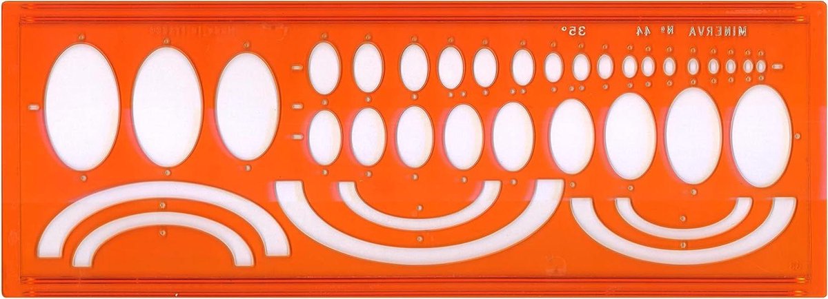 Minerva Ellipses 35° sjabloon met ellipsen°44/35° oranje