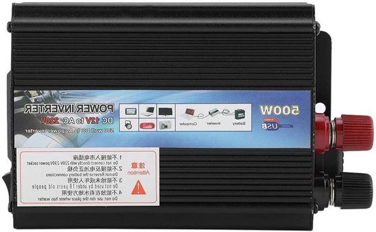Auto Power Inverter - Omvormer 12V 220V - Apparaten Onderweg Laden - Met Stopcontact en USB - 500 Watt - Zwart