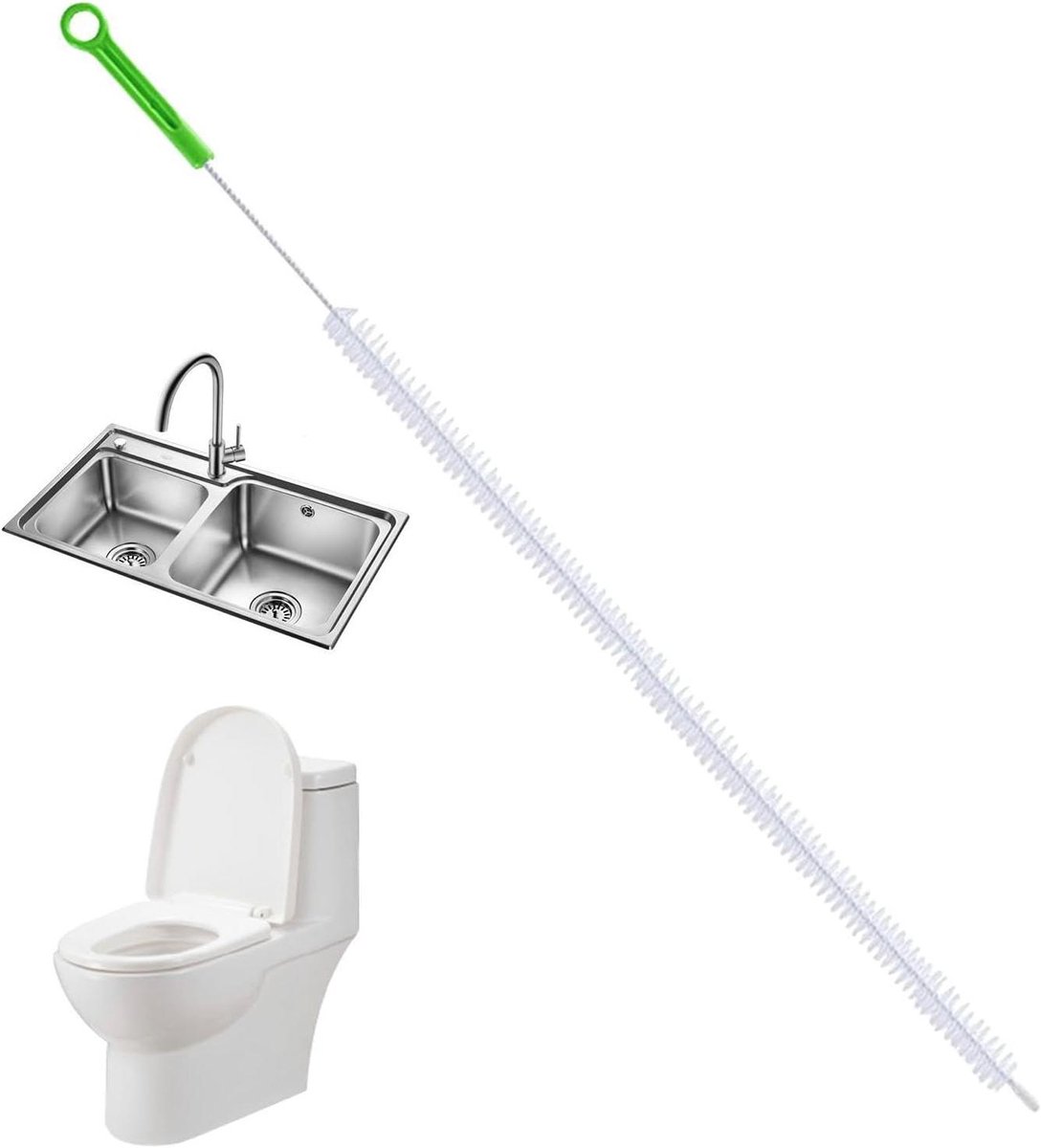 Afvoerreinigingsborstel - Spiraalborstel Pijpenreiniger - Leidingen Schoonmaken - Flexibel Buigontwerp - 71 cm - Grijs