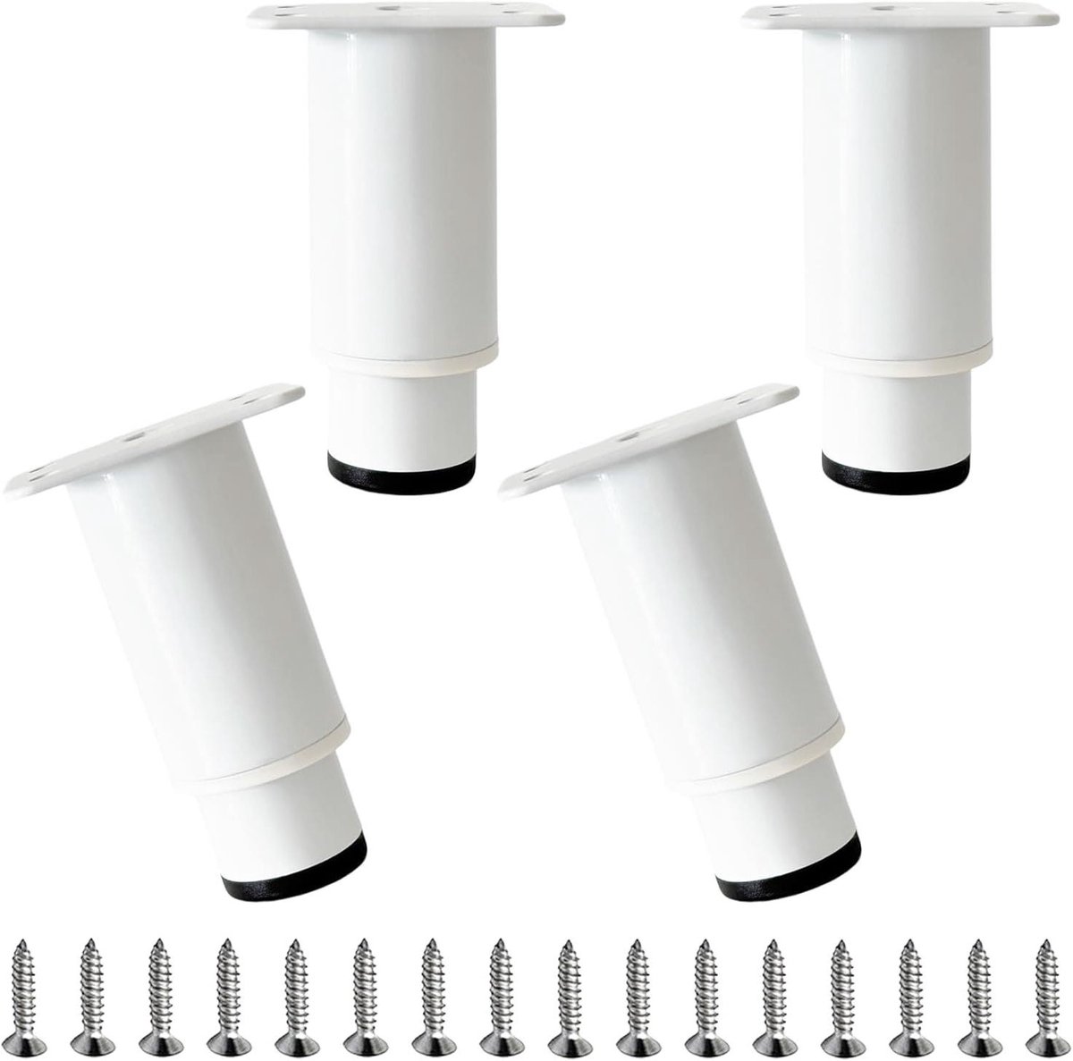 Meubelpoten Metaal - Tafelonderstellen Rond - Meubels Stabiliseren - In Hoogte Verstelbaar - 4 Stuks 8-25cm - Wit